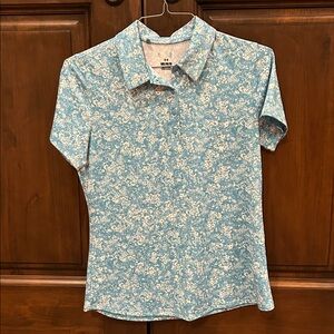 Under Armour Blue and White Patterned Polo Shirt NWOT
